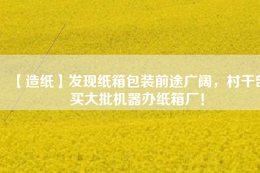 【造紙】發現紙箱包裝前途廣闊，村干部買大批機器辦紙箱廠！