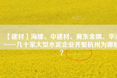 【建材】海螺、中建材、冀東金隅、華潤……幾十家大型水泥企業(yè)齊聚杭州為哪般？