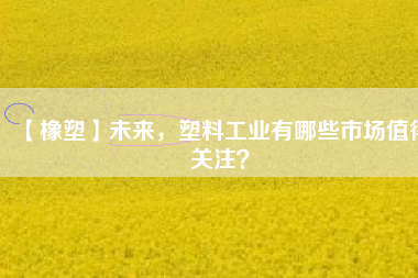 【橡塑】未來，塑料工業有哪些市場值得關注？