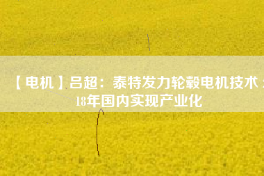 【電機】呂超:泰特發力輪轂電機技術 2018年國內實現產業化