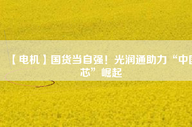 【電機】國貨當自強！光潤通助力“中國芯”崛起
          