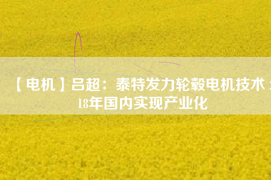 【電機】呂超:泰特發力輪轂電機技術 2018年國內實現產業化