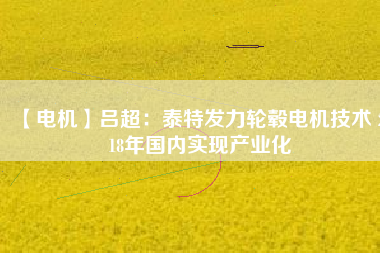 【電機】呂超:泰特發力輪轂電機技術 2018年國內實現產業化