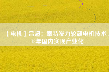 【電機】呂超:泰特發力輪轂電機技術 2018年國內實現產業化